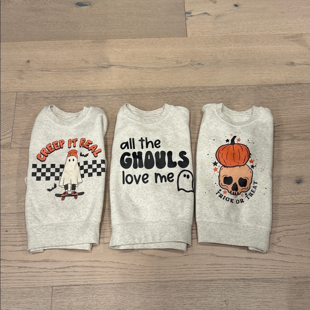 The Juniper Shop Trio of Graphic Halloween Sweatshirts – Size 4T – EUC